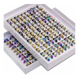 Lote Caja 100 Anillos Acero Inoxidable Mayoreo Negocio Moda