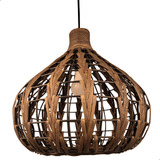 Lustre Rustico Madeira Pendente Luz Natural Rattan Orgânico