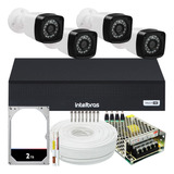 Kit Dvr Intelbras 8 Canais H.265 2tb 4 Câmeras Full Hd 20m