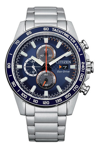 Reloj Hombre Citizen Crono Ca0781-84l Eco Drive Agente Of M Color De La Malla Acero Color Del Bisel Negro Color Del Fondo Azul