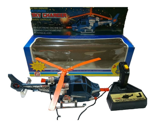 Helicoptero 33cm Sky Charger Luz Sonido R/c Cable En Jretro