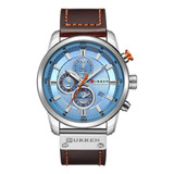 Reloj Hombre Curren 8291  Color Azul Y Plateado.