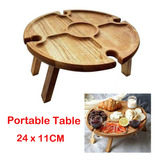 Mesa De Picnic Plegable De Madera Estante De Vino Portátil C