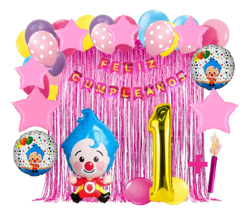 Kit Globos Plim Plim Niña Decoración Cumpleaños Compatible