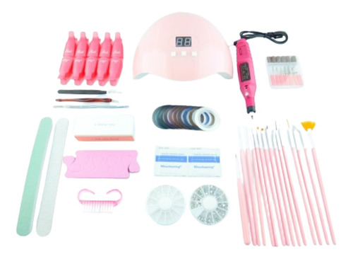 Kit Para Manicure + Secador De Uñas Y Elementos Decorativos