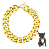 Collar De Cadena De Eslabones Dorados Falsos Para Perros, Co