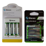 Kit Cargador De Pilas Steren Aa Y Aaa. Incluye 4 Aa + 4 Aaa 