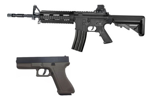 Kit Rifle M4 Con Pistola Glock Airsoft Vigor Bbs Balines