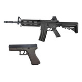 Kit Rifle M4 Con Pistola Glock Airsoft Vigor Bbs Balines