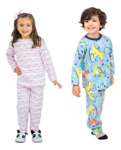 Conjunto Pijama Soft Infantil Inverno 4 6 8 Menino E Menina