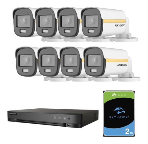 Kit Seguridad Hikvision Dvr 8ch + 8 Cámaras 1080p + Disco2tb