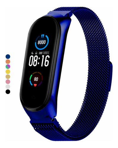 Pulseira Milanese Para Mi Band 5 Magnética Aço Inox Metal