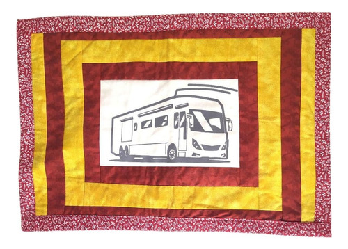 Tapete De Retalhos Patchwork, Ônibus, Motorhome, 50x60cm