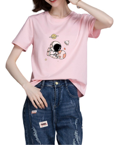 Playera Mujer Camiseta  Manga Corta Ropa Planeta Estampado
