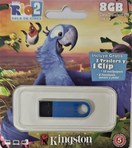 Memoria Usb 8gb Modelo Delgadita En Azul Colección