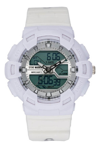 Reloj Steve Madden Dama Correa Silicón Blanco Sm4001wtwt