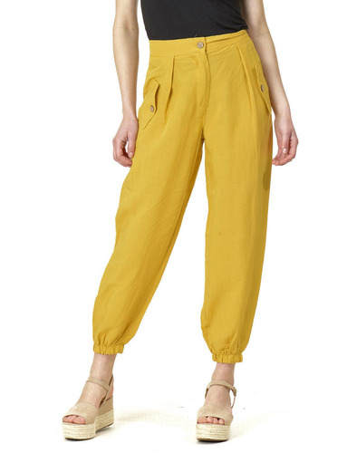 Pantalón Bombacho Botón Italiano Amarillo