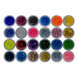 Glitter Colorido Para Unhas Decoração Kit Com 24 Unidades