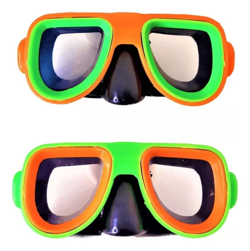 Mascara De Agua Para Bucear Con Bandas Regulables - Premium Color Verde-naranja