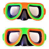 Mascara De Agua Para Bucear Con Bandas Regulables - Premium Color Verde-naranja
