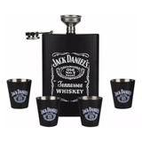 Licorera Whizkera Acero Inox 9oz Jack Daniels+4 Copas+embudo