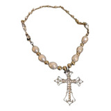 Colar Feminino Choker E Pingente Cruz Strass Gotico