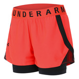 Short Under Armour Fitness Play Up 3.0 2 En 1 Mujer Rojo