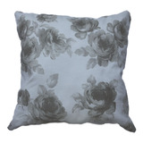 Cojin Decorativo Rosas Crema Gris Con Relleno 45x45