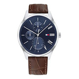 Reloj Tommy Hilfiger Th 1791847 Acero Multifuncion 50m Wr Color De La Malla Marrón Color Del Bisel Plateado Color Del Fondo Azul