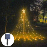 Cadena De Luces Solares Navideñas Con Forma De Cascada, 350