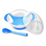 1 Tigela Bowl Tampa Ventosa E Colher Sensor Infantil Bebê