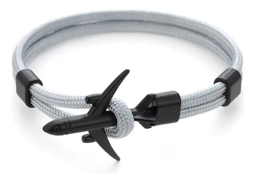 Pulsera Trenzada Gris Avión Moda Hombre Mujer Aviación