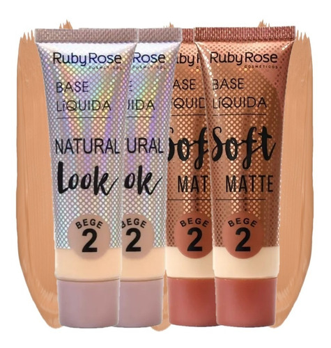 24 Base Ruby Rose Soft Matte Atacado Claro Moreno Ou Escuro