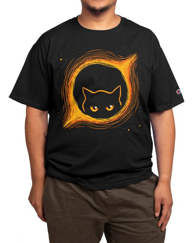 Playera Hoyo Gato Negro, Camiseta Misterio Felino