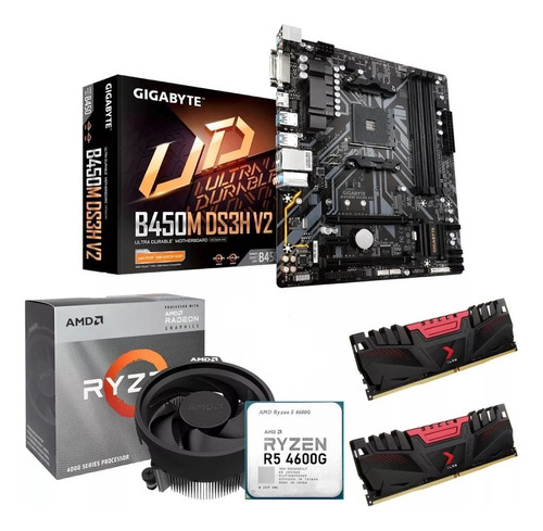 Combo Board Gigabyte B450m Ryzen 5 4600g Ram 16gb 2 X 8gb