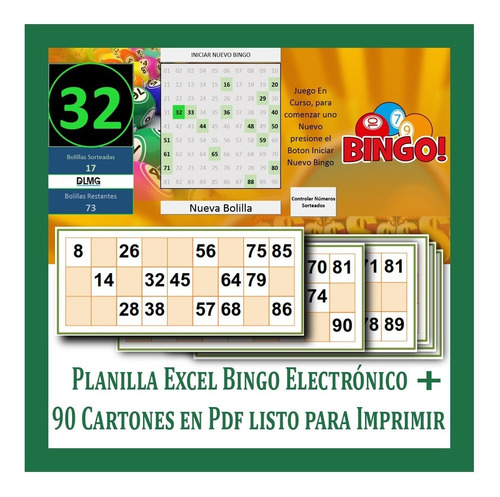 Planilla Excel Bingo 90 Bolillas + 90 Cartones Para Imprimir