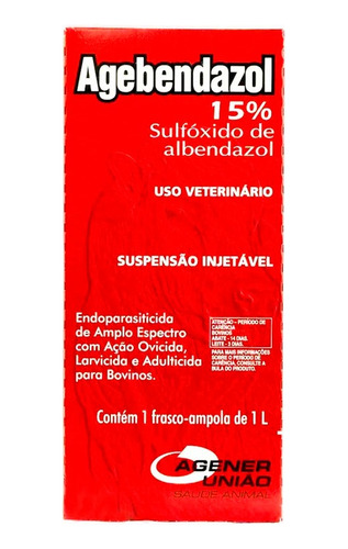 Agebendazol 15% Sulfóxido De Albendazol 1l - Agener União