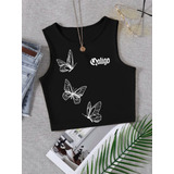 Top Musculosa Corta Mariposas Dark Fly Urbano Nu Goth