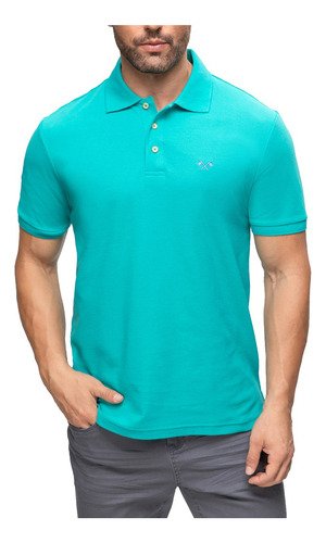 Playera Tipo Polo Casual Color Sólido Slim Fit Básico Hombre