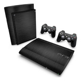 Skin Para Ps3 Super Slim Adesivo - Aço Escovado Preto