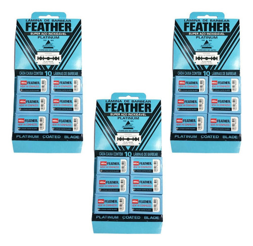 Lâminas Para Barbear Feather New Hi-stainless - 180 Unidades