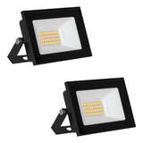 Reflector Proyector Led 30w Luz Fria Calida Pack X2 Unidades Carcasa Negro