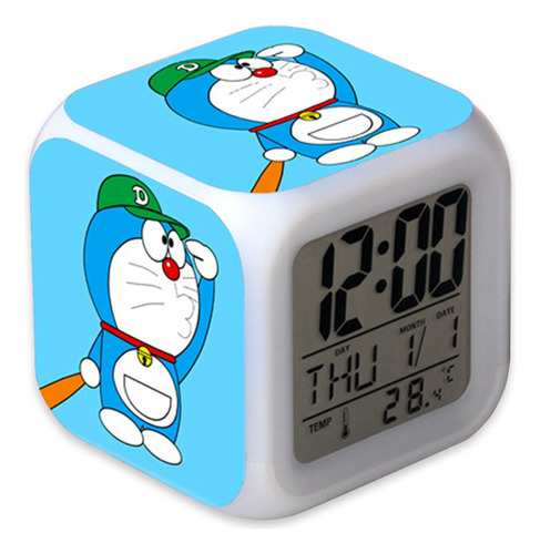 Reloj Despertador Digital De Cubo Con Luz Led Multicolor