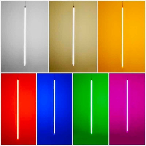 Pack 5 Tubo Led Color 18w 120cm Con Enchufe Varios Colores