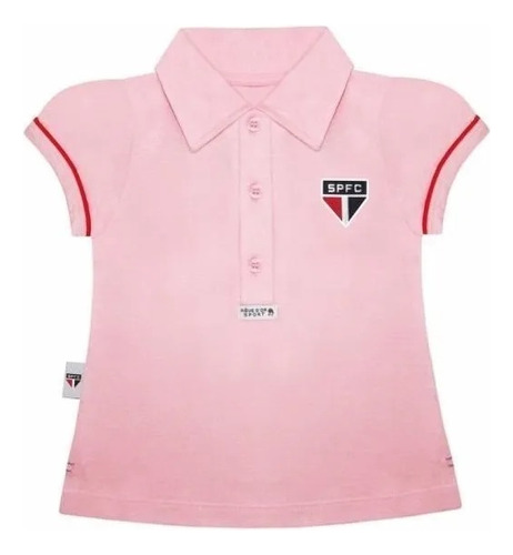 Camiseta São Paulo Infantil Camisa Rosa Menina Tricolor