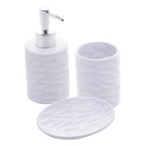 Kit Lavabo Banheiro Pia 3 Pçs De Ceramica Luxo Branco Lyor