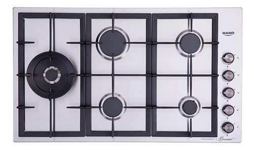 Cooktop A Gás 5b Com Mesa De Aço Inox Escovado Dako Bivolt