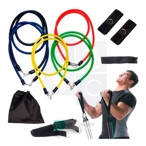 Kit Teraban Con Estuche Bandas De Resistencia Fitness 