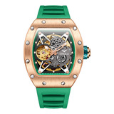 Relojes Impermeables Onola Fashion Para Hombre, Huecos Color De La Correa Rosé/verde