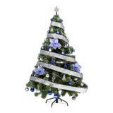 Arbol Navidad Tronador Lujo 1,50mts Kit 40 Azul Plata Deco